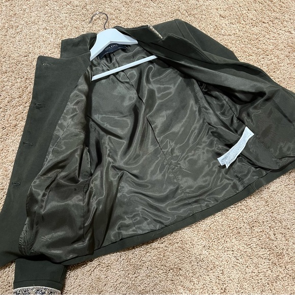 NWT ZARA Military Jacket Embroidered High Neck Coat Green M - Picture 11 of 12